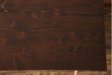 アンティーク家具　ヒノキ材製天板　ペイントがおしゃれなアイアンテーブル(作業台、カフェテーブル)(1)