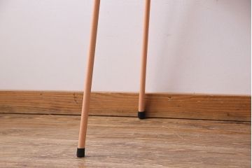 アンティーク家具　ヒノキ材製天板　ペイントがおしゃれなアイアンテーブル(作業台、カフェテーブル)(1)