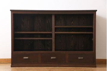 レトロ家具　大正ロマン　レトロガラスが味わい深いリメイクサイドボード(戸棚、収納棚)