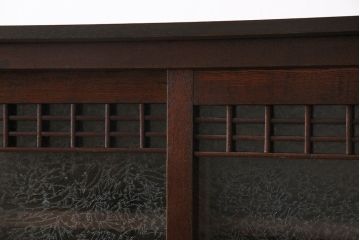 レトロ家具　大正ロマン　レトロガラスが味わい深いリメイクサイドボード(戸棚、収納棚)