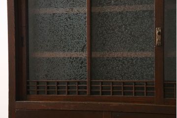 レトロ家具　大正ロマン　レトロガラスが味わい深いリメイクサイドボード(戸棚、収納棚)