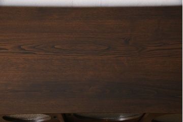 【A様ご成約済み・ご決済用】和製アンティーク　丸窓が可愛らしいハーモニカ付きローボード(カップボード、食器棚、収納棚)