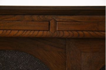 【A様ご成約済み・ご決済用】和製アンティーク　丸窓が可愛らしいハーモニカ付きローボード(カップボード、食器棚、収納棚)