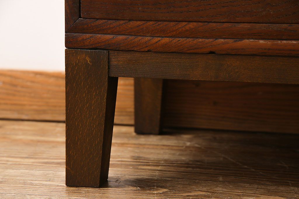 【A様ご成約済み・ご決済用】和製アンティーク　丸窓が可愛らしいハーモニカ付きローボード(カップボード、食器棚、収納棚)