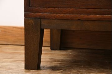 【A様ご成約済み・ご決済用】和製アンティーク　丸窓が可愛らしいハーモニカ付きローボード(カップボード、食器棚、収納棚)