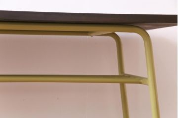 アンティーク家具　ヒノキ無垢材　コントラストが鮮やかなペイント鉄脚テーブル(作業台、カウンターテーブル)