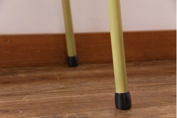 アンティーク家具　ヒノキ無垢材　コントラストが鮮やかなペイント鉄脚テーブル(作業台、カウンターテーブル)