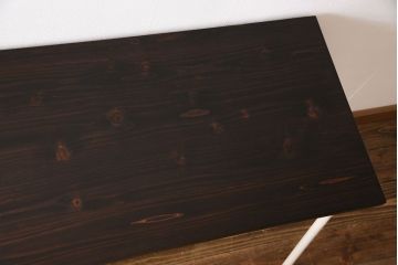 アンティーク家具　ヒノキ無垢材　シンプルな作りのペイント鉄脚テーブル(作業台、カウンターテーブル)