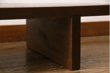 アンティーク雑貨　古民具・骨董　朴の木(ホオノキ)　落ち着いた深い色味の裁ち板(作業台、テーブル、ローボード、花台)(2)