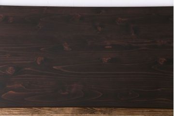 アンティーク家具　ヒノキ無垢材　シンプルな作りのペイント鉄脚テーブル(作業台、カウンターテーブル)(1)