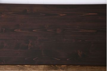 アンティーク家具　ヒノキ無垢材　コントラストが鮮やかなペイント鉄脚テーブル(作業台、カウンターテーブル)(1)
