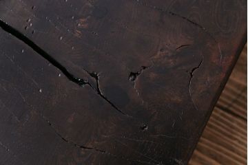 アンティーク雑貨　リメイク　ケヤキ一枚板　古材を使った味わいある鉄脚テーブル(ちゃぶ台、座卓、花台)