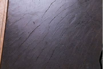 アンティーク雑貨　リメイク　ケヤキ一枚板　古材を使った味わいある鉄脚テーブル(ちゃぶ台、座卓、花台)