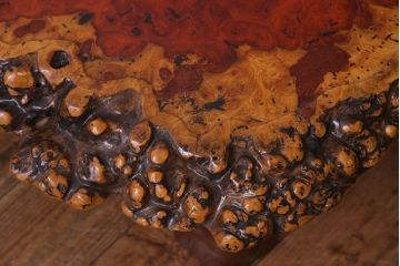 アンティーク家具　1980年頃　カリン材(花梨材)　艶やかな鳥眼杢の天板が美しいセンターテーブル(座卓)