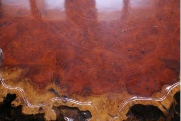 アンティーク家具　1980年頃　カリン材(花梨材)　艶やかな鳥眼杢の天板が美しいセンターテーブル(座卓)