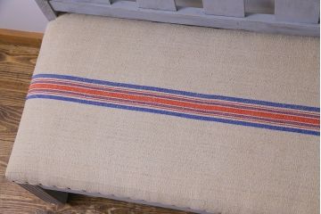 アンティーク家具　ペイント家具　ナラ材　シャビーシックな色合いが魅力の3人掛けソファ(ベンチ)