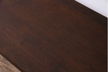 桂材一枚板　リメイク　味わいある古材を使用したアイアンサイドテーブル(作業台、飾り台、カフェテーブル)(1)