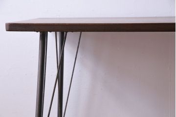 桂材一枚板　リメイク　味わいある古材を使用したアイアンサイドテーブル(作業台、飾り台、カフェテーブル)(1)