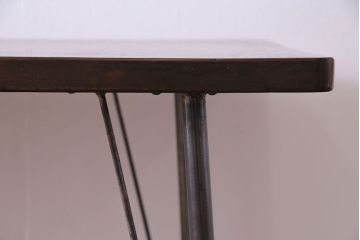 桂材一枚板　リメイク　味わいある古材を使用したアイアンサイドテーブル(作業台、飾り台、カフェテーブル)(1)