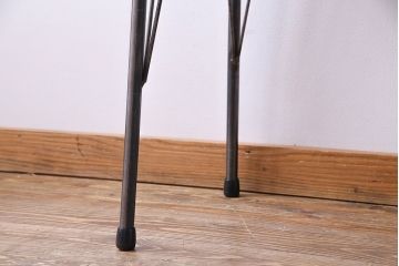 桂材一枚板　リメイク　味わいある古材を使用したアイアンサイドテーブル(作業台、飾り台、カフェテーブル)(1)