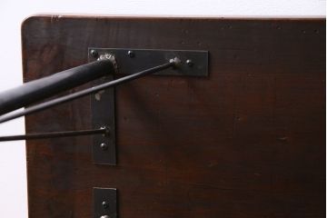 桂材一枚板　リメイク　味わいある古材を使用したアイアンサイドテーブル(作業台、飾り台、カフェテーブル)(1)