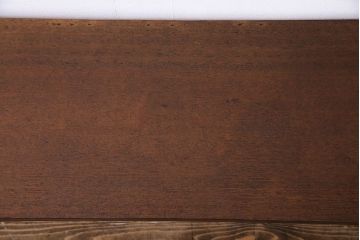 ラワン材一枚板　味わいある古材をリメイクした鉄脚サイドテーブル(作業台、飾り台、カフェテーブル)