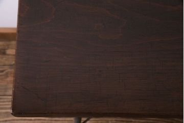 桂材一枚板　リメイク　味わいある古材を使用したアイアンサイドテーブル(作業台、飾り台、カフェテーブル)(2)