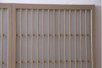 ペイント家具　すりガラス・ダイヤガラス入り　レトロな雰囲気のガラス格子戸(建具、引き戸、ガラス帯戸)2枚組