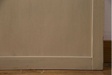 ペイント家具　すりガラス・ダイヤガラス入り　レトロな雰囲気のガラス格子戸(建具、引き戸、ガラス帯戸)2枚組
