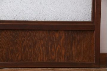 ヒノキ材　希少な花模様のプレスガラスが目を引く帯戸(ガラス帯戸、ガラス戸、引き戸、建具)