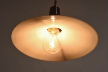 昭和レトロ　柔らかな光を作り出す平笠シェードのペンダントライト(天井照明、吊り下げ照明、電笠)(2)