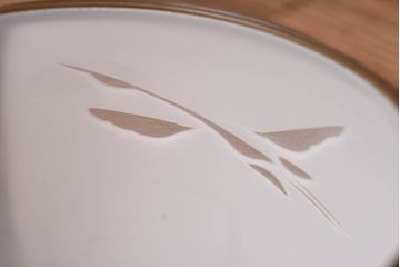 昭和レトロ　鶴のモチーフから和を感じるシェード(天井照明、電笠、吊り照明)