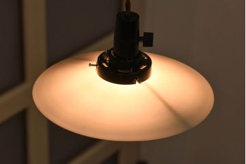 昭和レトロな空間にぴったりの平笠シェード(天井照明、ペンダントライト、電笠)(1)