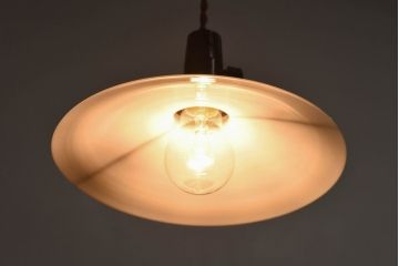 昭和レトロな空間にぴったりの平笠シェード(天井照明、ペンダントライト、電笠)(2)