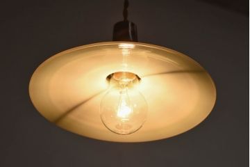 昭和レトロな空間にぴったりの平笠シェード(天井照明、ペンダントライト、電笠)(3)