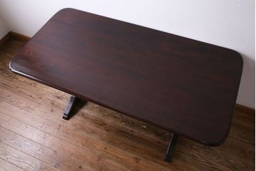 中古美品　松本民芸家具　シックな4人掛けT型食卓(ダイニングテーブル)(定価約37万円)