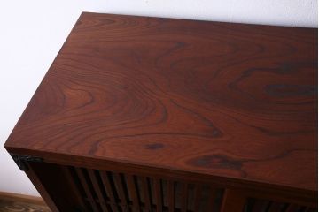 中古　岩谷堂箪笥　No.96　雪国　格子戸が魅力的な茶棚(食器棚、収納棚、茶箪笥)(1)