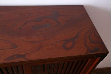 中古　岩谷堂箪笥　No.96　雪国　格子戸が魅力的な茶棚(食器棚、収納棚、茶箪笥)(1)
