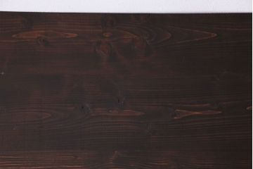 古材リメイク　ヒノキ材天板　趣のある風合いの鉄脚テーブル(作業台、飾り台)