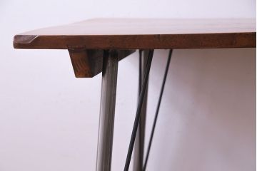 ジャンク品　古い麺打ち台をリメイクした鉄脚付き作業台(鉄脚テーブル)