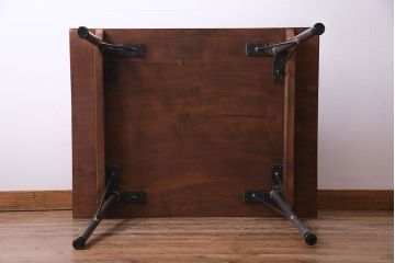 ジャンク品　古い麺打ち台をリメイクした鉄脚付き作業台(鉄脚テーブル)