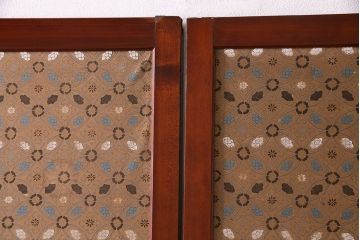 昭和期　襖が目を引く上質な組子帯戸(ガラス帯戸、引き戸、間仕切り、襖、建具)4枚セット