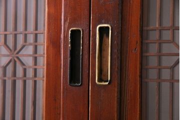 昭和期　襖が目を引く上質な組子帯戸(ガラス帯戸、引き戸、間仕切り、襖、建具)4枚セット