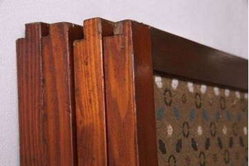 昭和期　襖が目を引く上質な組子帯戸(ガラス帯戸、引き戸、間仕切り、襖、建具)4枚セット