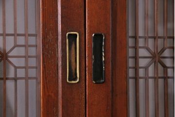 昭和期　襖が目を引く上質な組子帯戸(ガラス帯戸、引き戸、間仕切り、襖、建具)4枚セット