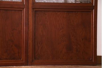 昭和期　襖が目を引く上質な組子帯戸(ガラス帯戸、引き戸、間仕切り、襖、建具)4枚セット