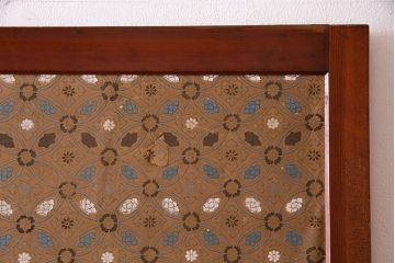 昭和期　襖が目を引く上質な組子帯戸(ガラス帯戸、引き戸、間仕切り、襖、建具)4枚セット