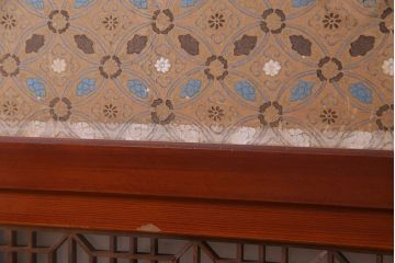 昭和期　襖が目を引く上質な組子帯戸(ガラス帯戸、引き戸、間仕切り、襖、建具)4枚セット