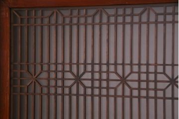 昭和期　襖が目を引く上質な組子帯戸(ガラス帯戸、引き戸、間仕切り、襖、建具)4枚セット