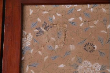 昭和期　襖が目を引く上質な組子帯戸(ガラス帯戸、引き戸、間仕切り、襖、建具)4枚セット